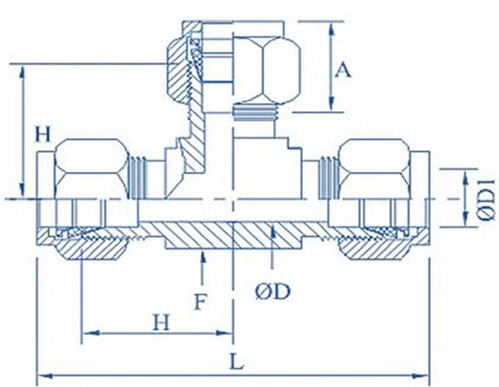 Brass Union Tee Fitting 1/4" (Set of 5)