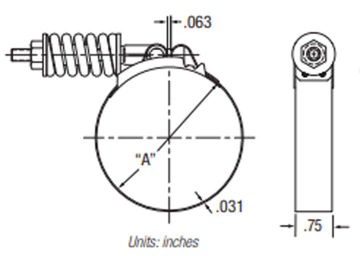 Clamp Spring Loaded T-Bolt 300SS 3/4 Band 4.25 to 4.56" (108-115.9MM)(75 in-lbs)(Set of 2)