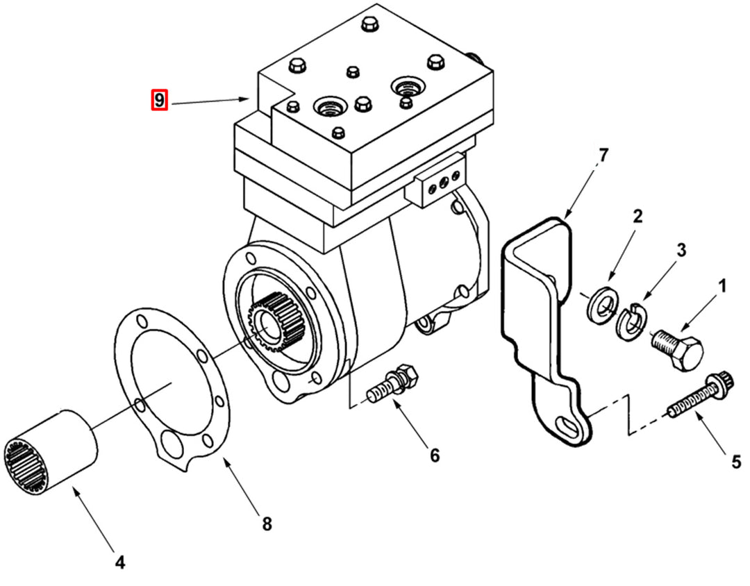 Air Brake Compressor Cylinder Head Kit Cummins N14, ISM, ISB, QSB, ISF