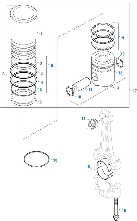 APR Cylinder Liner Kit for Detroit Diesel DD15 Engine | Wet Cylinder Sleeve with Anti-Polishing Ring & Seals (A4720111910)