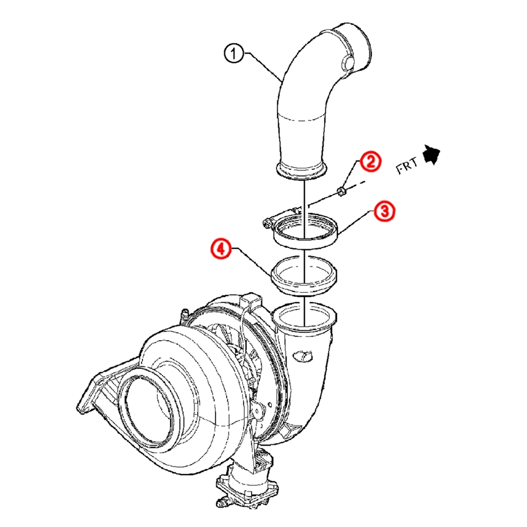 Turbo Outlet Seal & Clamp Kit Detroit Diesel S60 12.7L
