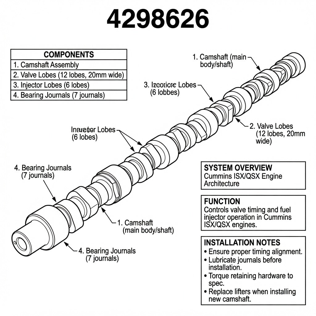 Cummins ISX QSX Valve Camshaft (4298626)