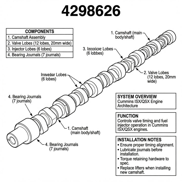 Cummins ISX QSX Valve Camshaft (4298626)