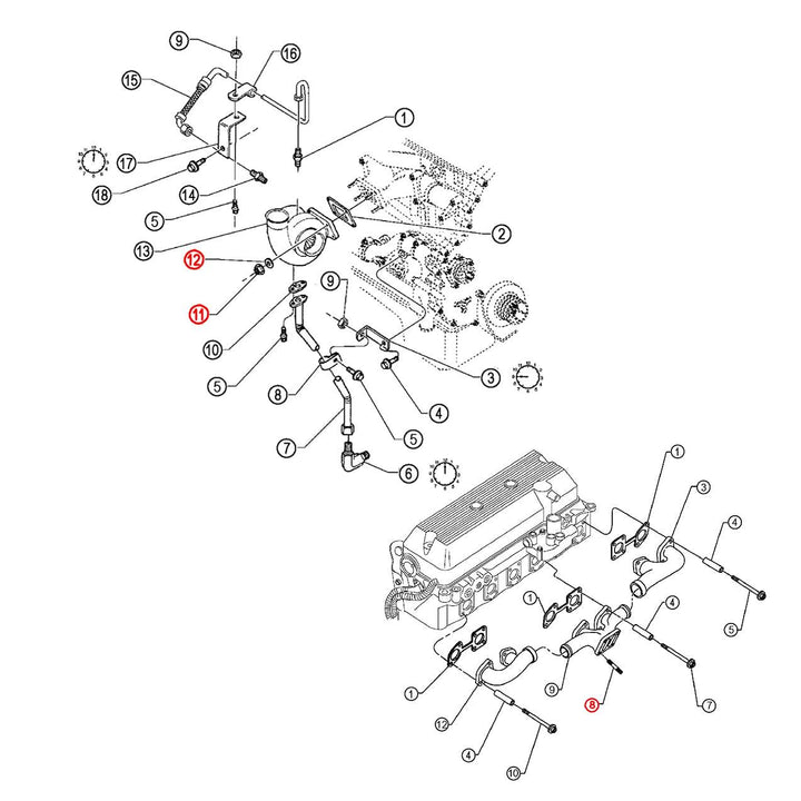 Kit de montaje de turbo S60 (4 tuercas, 4 arandelas y 4 espárragos)