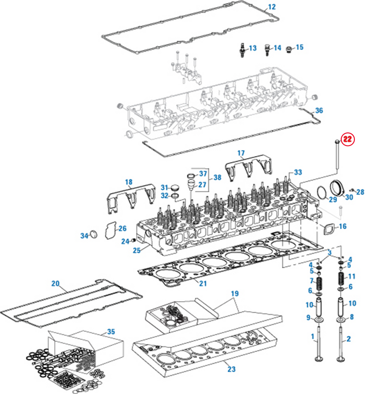 Perno de culata DD15 (juego de 38) (A4720160169)
