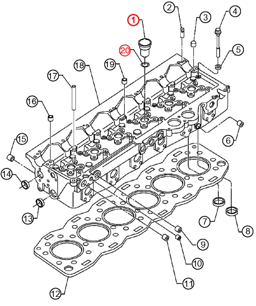 Injector Hole Kit S60 12.7L Set of 6 (23501580)