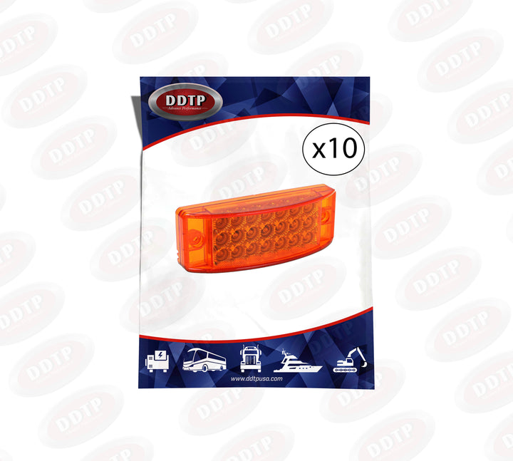 Rectangular Amber LED Side Marker Light 6" x 2" (Set of 10)
