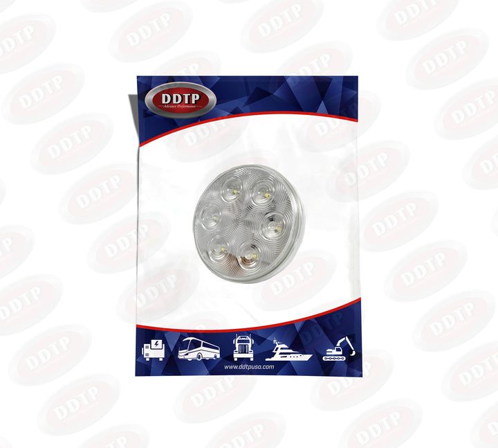Luces de reversa DOT transparentes de 4" (redondas, 6 LED, selladas)