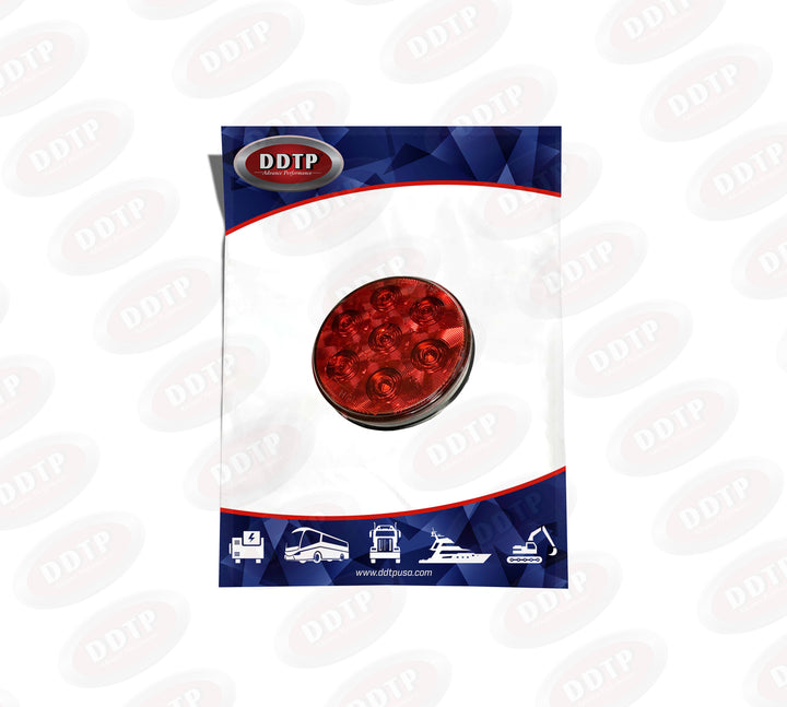 Luz roja de 4" S/T/T (redonda, 7 LED)