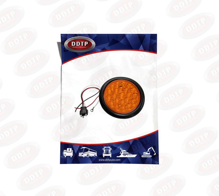 Kit de lámpara de advertencia redonda de 4" con ojal y cable flexible (22 LED)