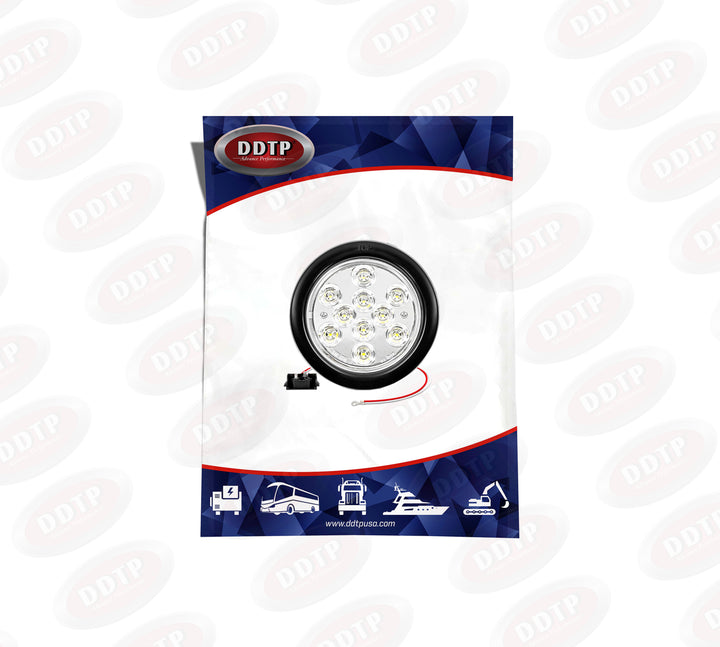 4" Fixed Bulb (10 Led, Clear Light, 12/24V) W/Grommet And Pigtail Kit