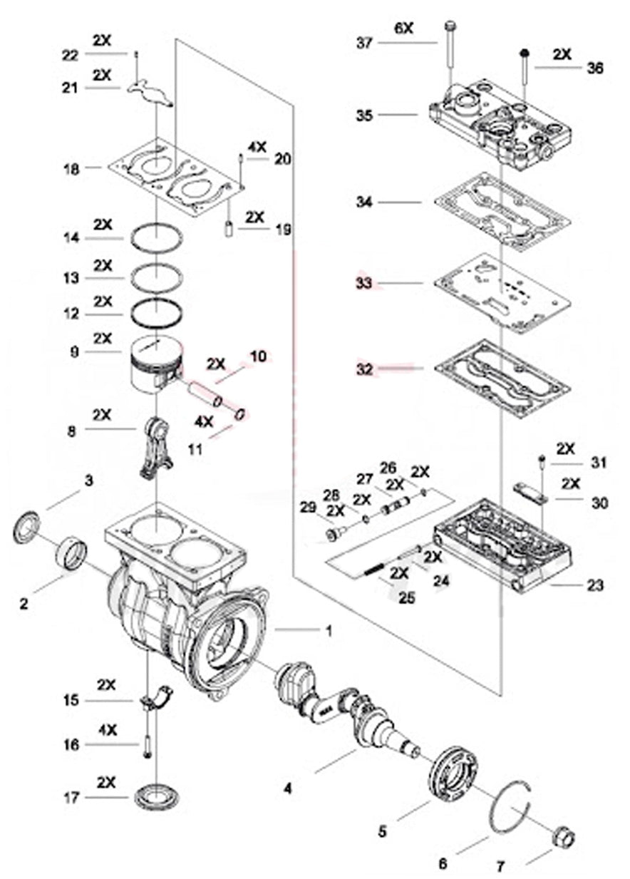 New Air Compressor Mack MP8, MP10 / Volvo D13, FH16 (22062021, 9125420070)