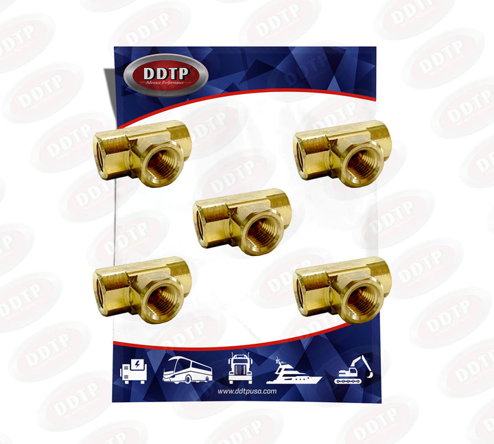 Brass Pipe Tee Fitting 1/4” Extruded (Set of 5)