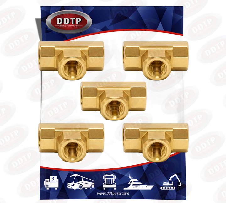 Accesorio en T de latón para tubería de 1/4" extruido (juego de 5)