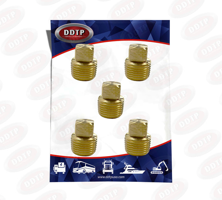 Brass Square Head Plug 3/8" (Set of 5)