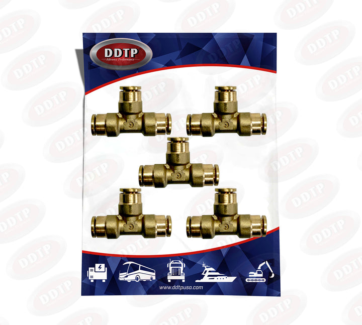 Brass Push-In Union Tee 1/4" (Set of 5)
