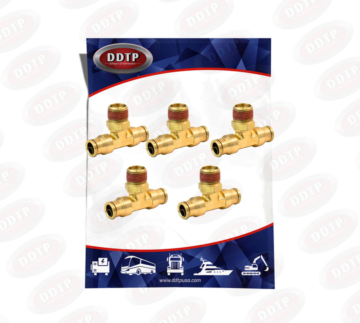 Brass Push-In Swivel Male Branch Tee 3/8" x 3/8" (Set of 5)