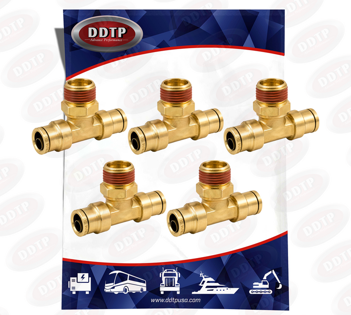 Conector en T macho giratorio de latón de 3/8" x 3/8" (juego de 5)
