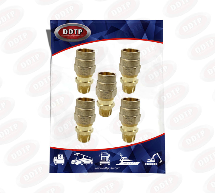 Brass Male Connector Fitting 3/8" x 1/2" (Set of 5)
