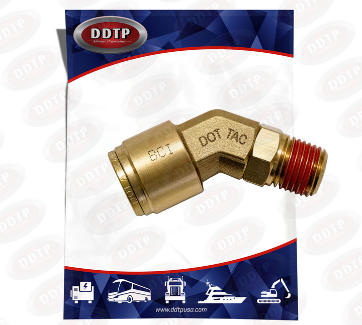 Codo macho de 45° de 1/2" de diámetro exterior x 3/8" NPT