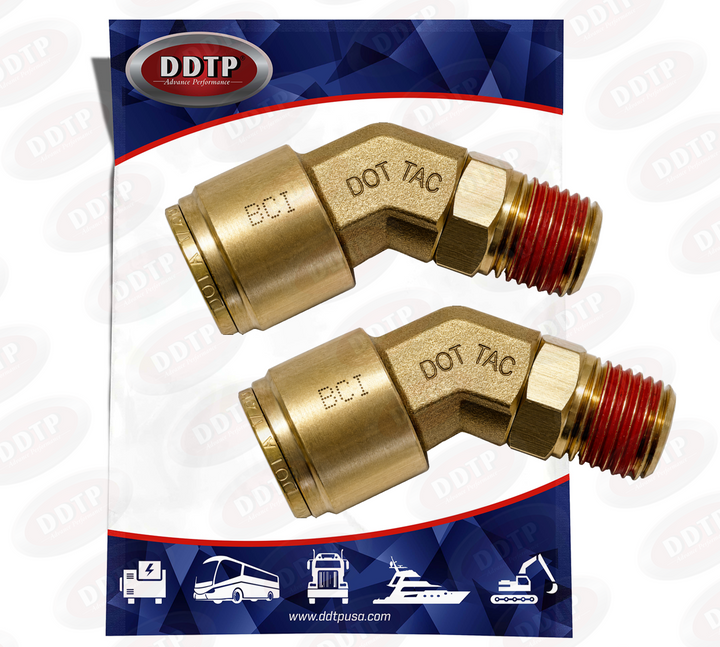 Fitting Push-In Brass 45° Swivel Male Elbow 5/8" x 1/2" (Set of 2)