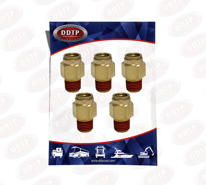 Brass Male Connector - Push In 3/8" x 1/4" (Set of 5)