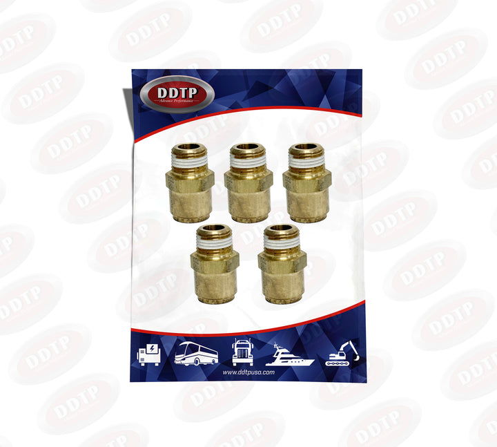 Brass Male Connector Push In Fitting 1/2" x 3/8" (Set of 5)