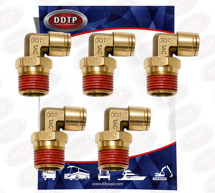 Codo macho de 90° de 3/8" de diámetro exterior x 1/2" NPT (juego de 5)