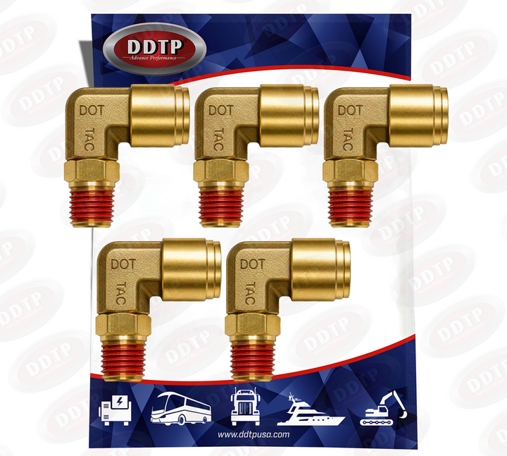 Codo macho de 90° de 1/2" de diámetro exterior x 1/4" NPT (juego de 5)