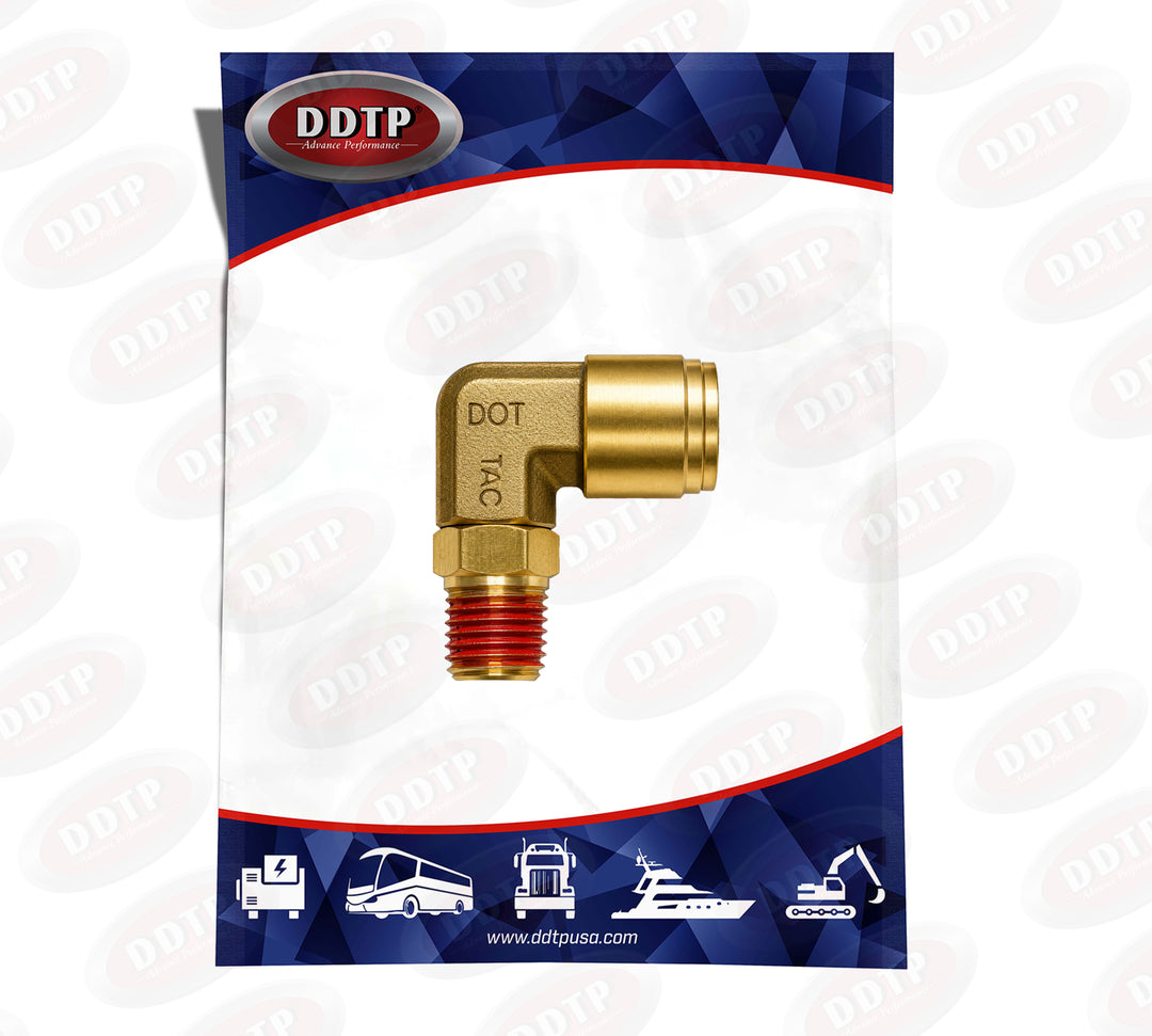 Fitting Push-In Brass 90° Swivel Male Elbow 1/2" x 3/8"