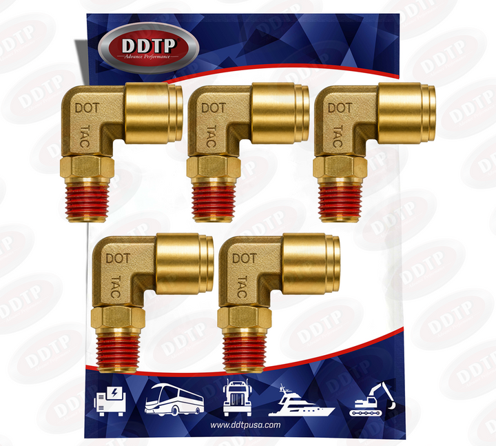 Codo macho de 90° de 1/2" de diámetro exterior x 3/8" NPT (juego de 5)