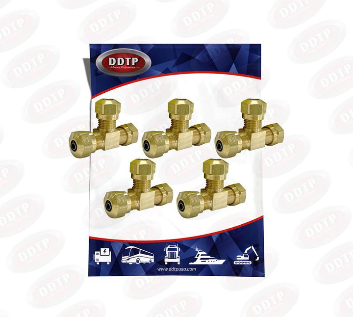 Brass Union Tee Fitting 1/4" (Set of 5)