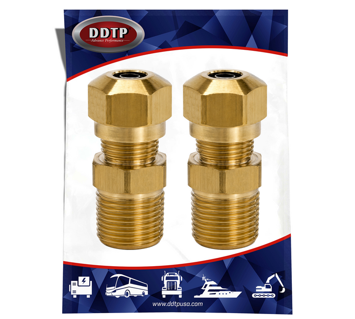 Conector macho de latón de 1/4" x 1/4" (sin sellador) (juego de 2)