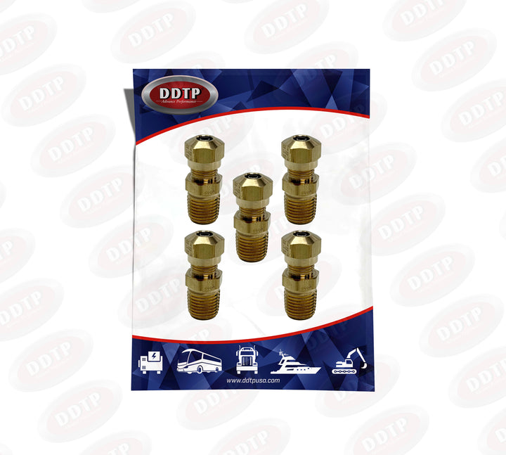 Brass Male Connector 1/4" x 1/4" (No Sealant) (Set of 5)