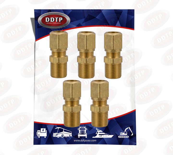 Brass Male Connector 1/2" x 3/8" (No Sealant) (Set of 5)