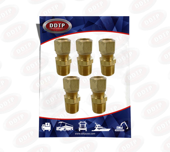 Brass Male Connector 1/2" x 1/2" (No Sealant)(Set of 5)