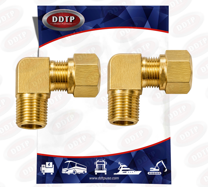 90° Brass Male Elbow Fitting 1/4" x 1/8" (No Sealant) (Set of 2)