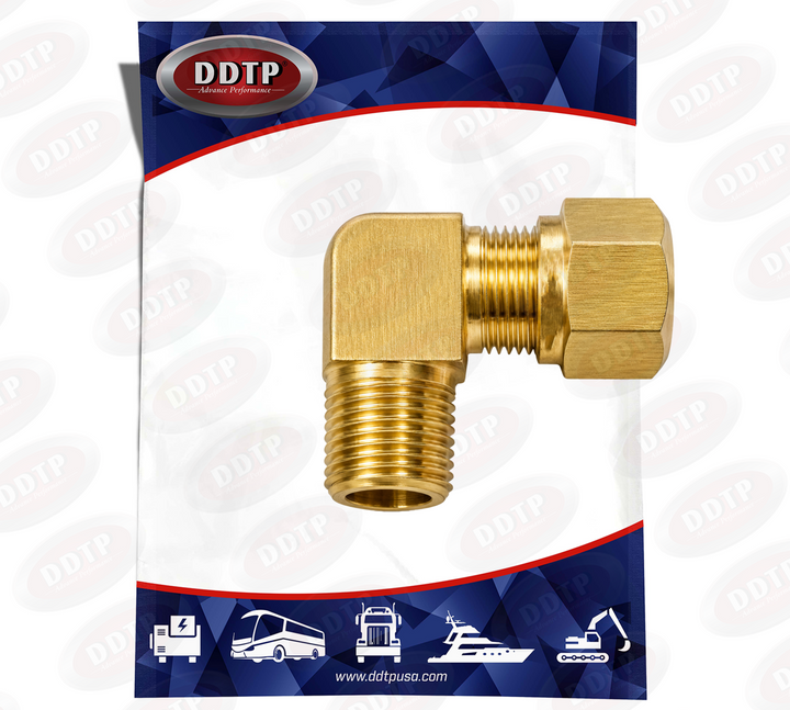 90° Brass Male Elbow Fitting 3/8"OD x 3/8"NPT (No Sealant)