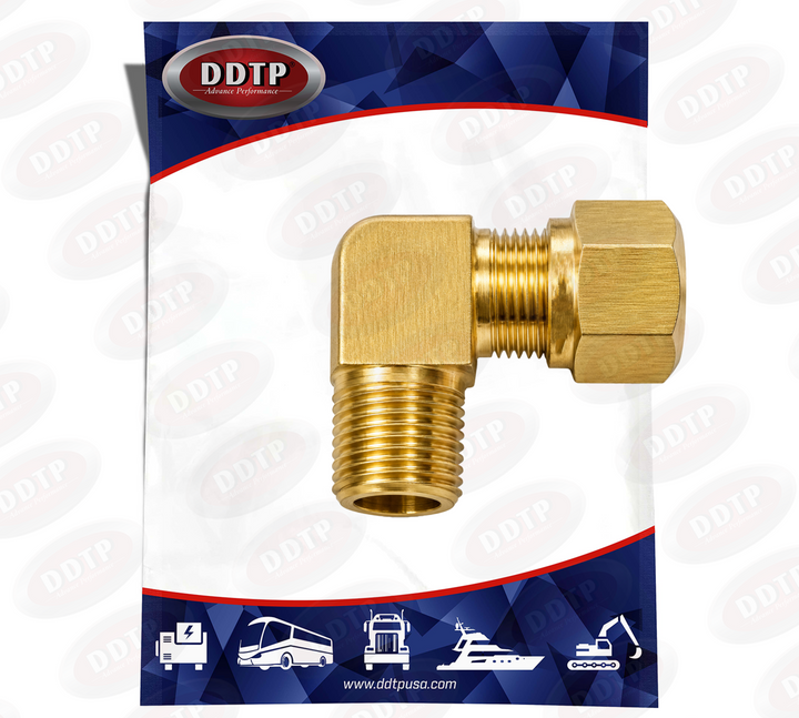 90° Brass Male Elbow Fitting 1/2"OD x 1/4"NPT (No Sealant)