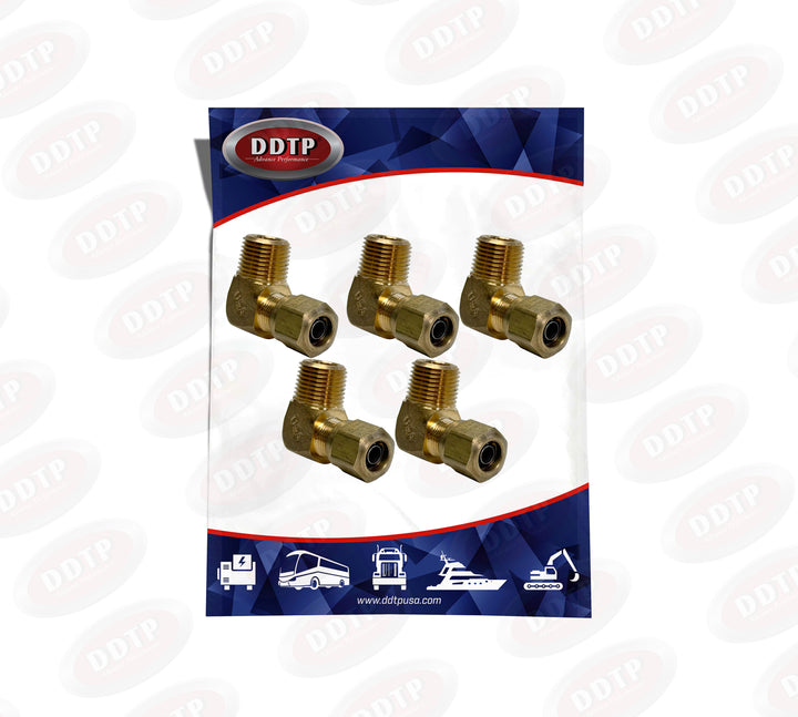 Codo macho de latón de 1/2" x 3/8" (sin sellador) (juego de 5)