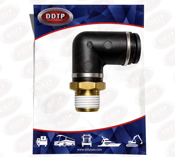 Codo macho compuesto de 90°, 1/2" de diámetro exterior x 1/4" NPT