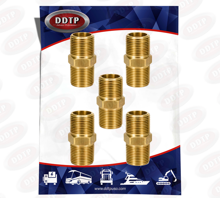 Brass Hex Nipple Fitting 1/2" x 1/2" (Set of 5)