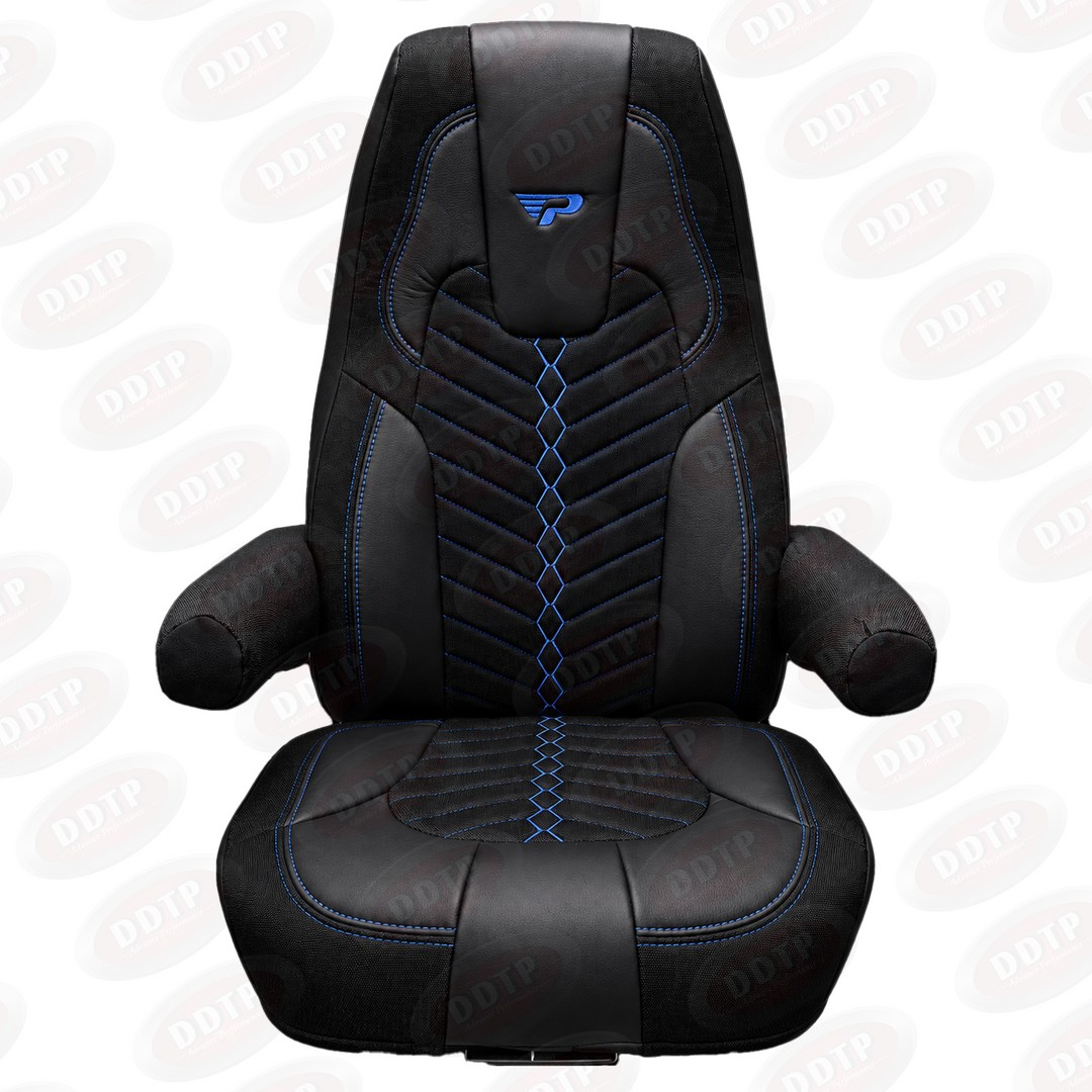 Seat Covers Full Set High Back Cascadia 33  (Red, Blue & Grey Stitching)