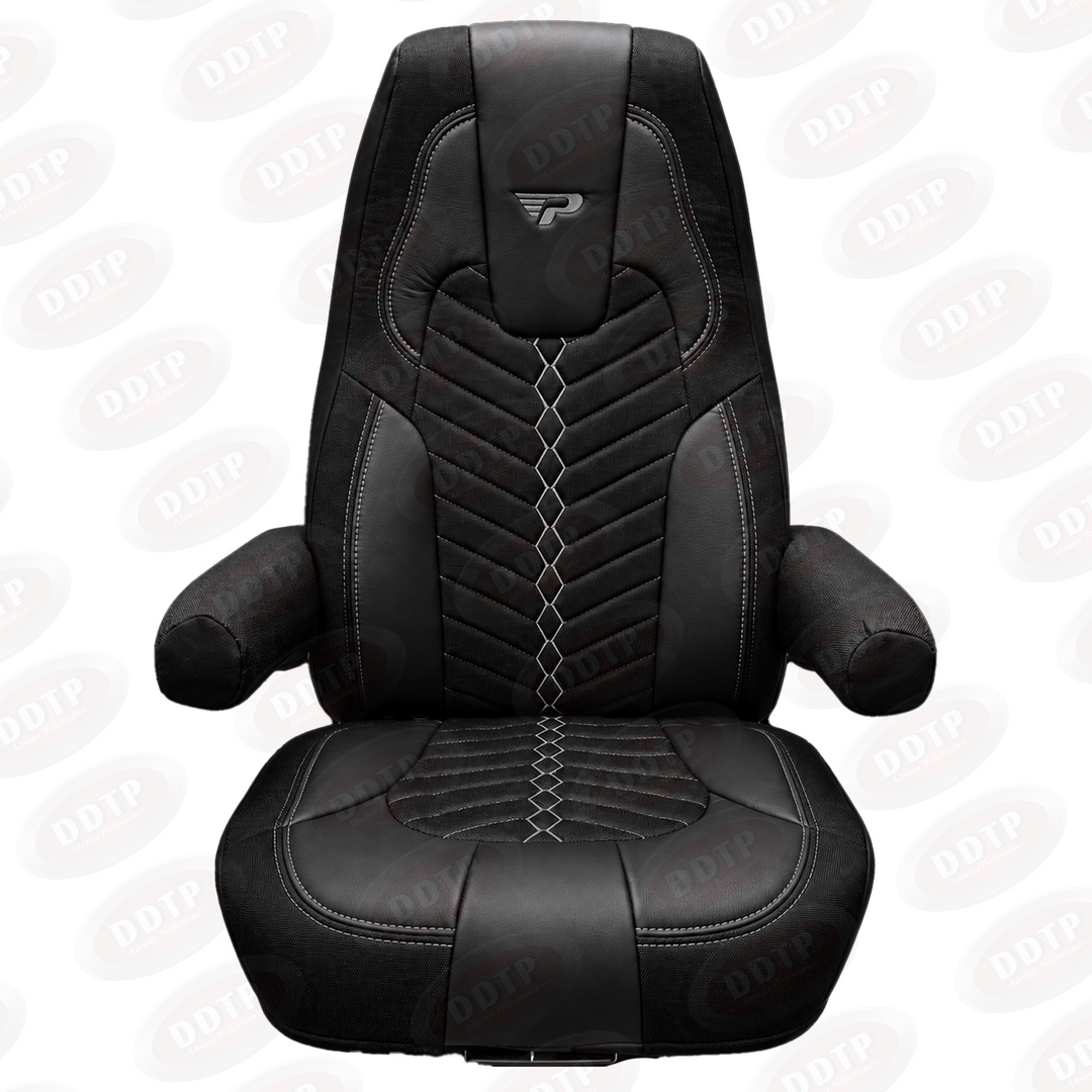 Seat Covers Full Set High Back Cascadia 33  (Red, Blue & Grey Stitching)