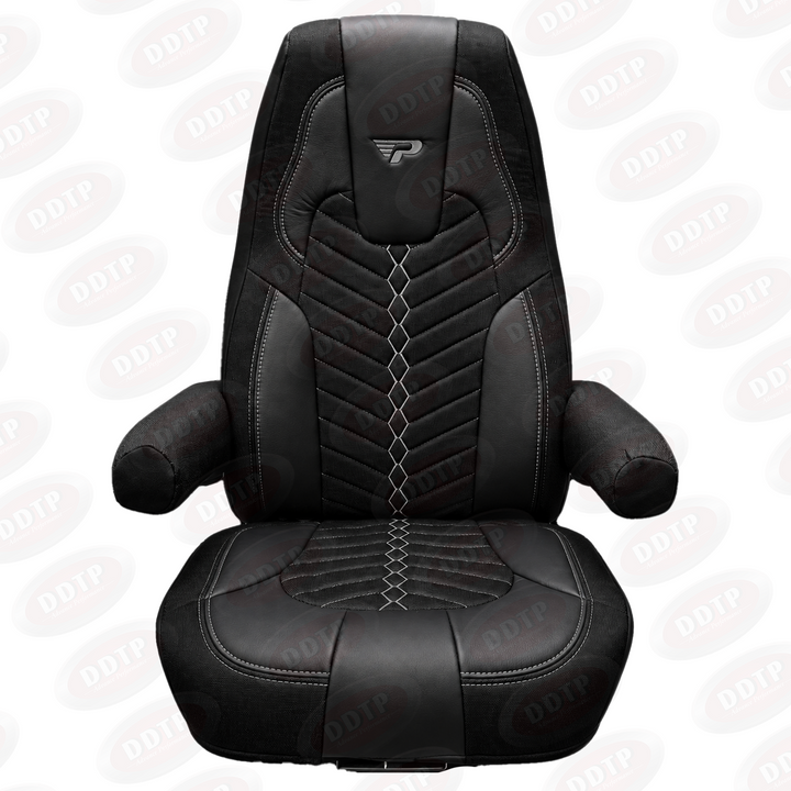 Seat Covers Full Set High Back Cascadia 33  (Red, Blue & Grey Stitching)