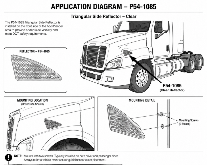 Clear Left Turn Signal Light Housing for Kenworth T660 (2007-2017) (P54-1085)