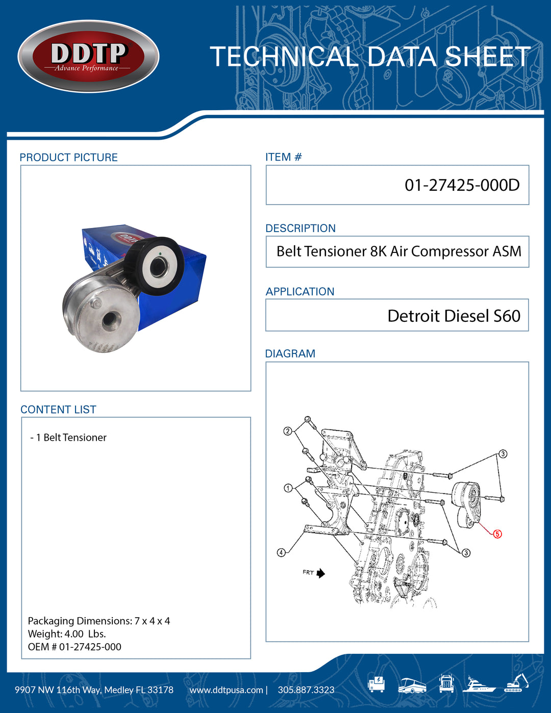 Belt Tensioner S60 8K Belt Air Compressor ( 23527565 & 01-27425-000 )