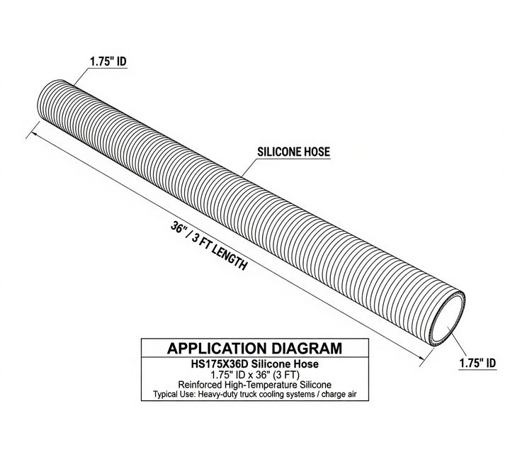 1.75" ID x 36" High Temperature Hose (HS175X36D)
