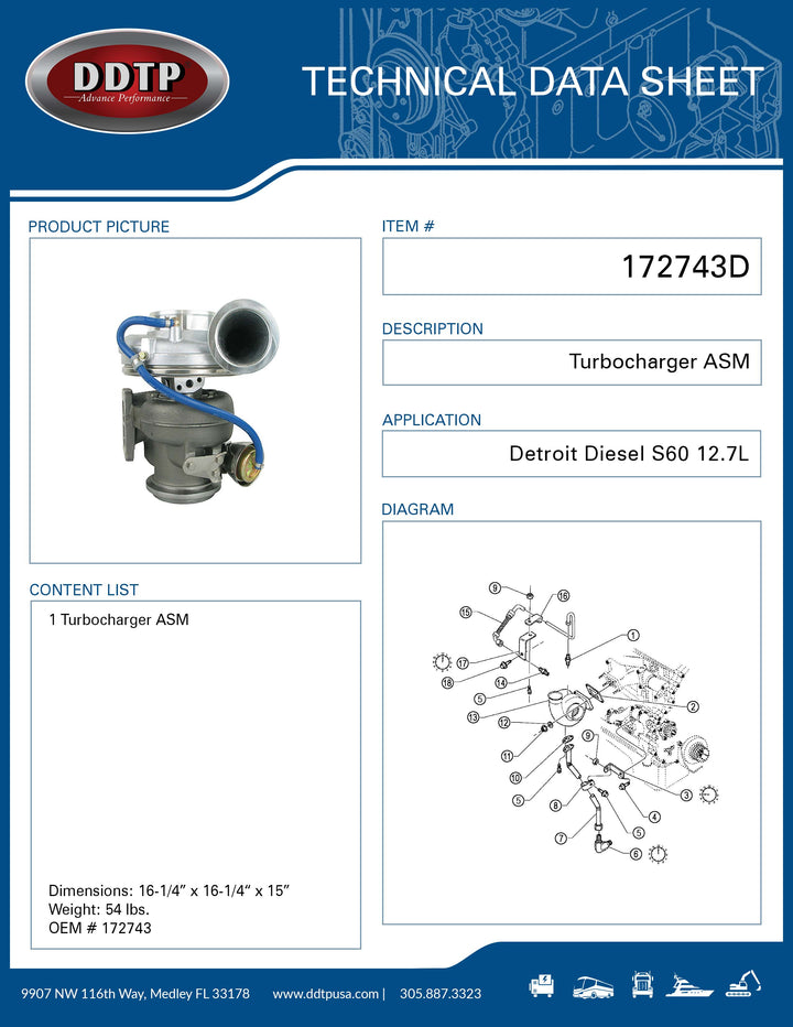Turbocharger ASM S60 12.7L (430-500 HP)(23528059, 23522190)