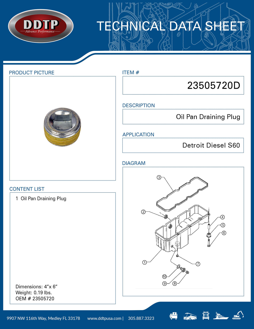 Oil Pan Draining Plug S60 ( 23505720 )